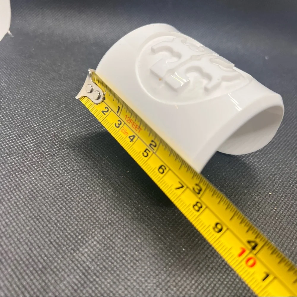 $150 TORY BURCH White Lucite Resin‎ Logo Wide Cuff Bracelet Jewelry